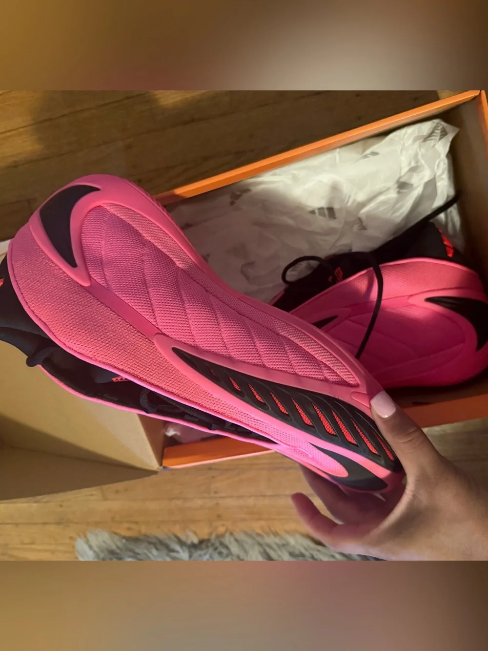 adidas Women’s Bright Pink Athletic Sneakers with Black Accents